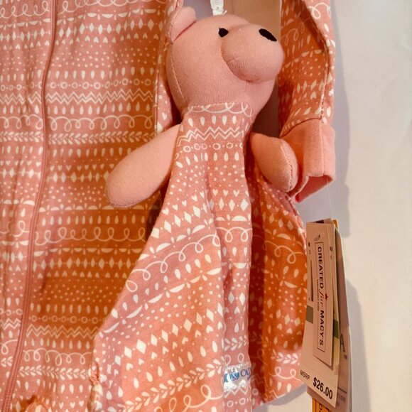 Max & Olivia Mini Baby Girl Zipper Sleeper with Plush Toy Pink - Picture 3 of 10